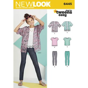 New Look Sewing Pattern 6445 Easy Girl's Kimono, Knit Top and Leggings - Picture 1 of 6