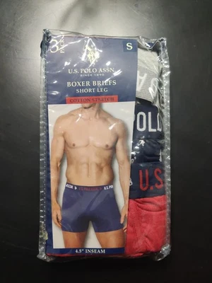 Paquete de 3 calzoncillos boxer para hombre talla grande S ropa interior US POLO ASSN pierna corta nuevos Foto 1 de 2