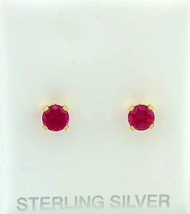 LAB CREATED 1.06 Ct RUBY STUD EARRINGS .925 SILVER - New With Tag - MADE IN USA - Picture 1 of 5