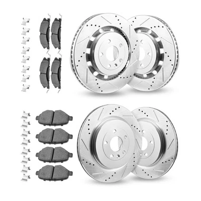 Front Rear Drilled Rotor Brake Pads Kit for Ford Taurus Explorer Lincoln MKS MKT Foto 1 de 4