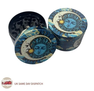 50mm 4-Part Boho Sun Moon Hippy Metal Tobacco Smoking Herb Grinder Shredder - Picture 1 of 6