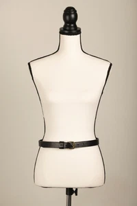 Cinturón clásico de cuero negro vintage de los años 80 CALVIN KLEIN hebilla de latón talla mediana - Imagen 1 de 8