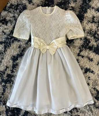 Vestido Sugar Plum 12 creme branco cetim renda tule comunhão florista formal - Imagem 1 de 4