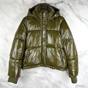 GAP Upcycled Cropped Midweight Puffer Jacket maturo verde oliva streetwear Plus XL - Foto 1 di 13