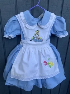 Vtg Disney store Character Fashions Alice-in-Wonderland Blue Apron Dress sz 2T - Picture 1 of 13