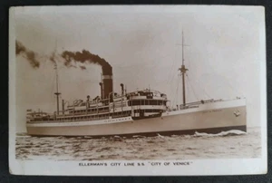 Ellermans City Line SS City Of Venice Old Real Photo Postcard - Picture 1 of 2