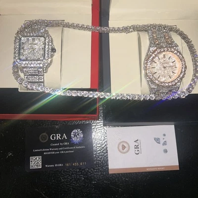 VVS Bustdown Moissanite Watch Silver, 100% Authentic Moissanite - Image 1 of 4