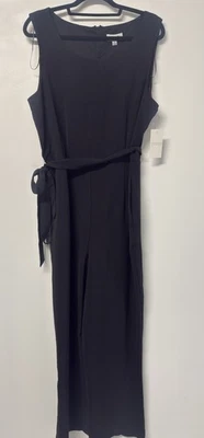 Женский черный комбинезон Tahari размер 16 галстук талия #157615 широкие ноги без рукавов #27 - Изображение 1 из 4