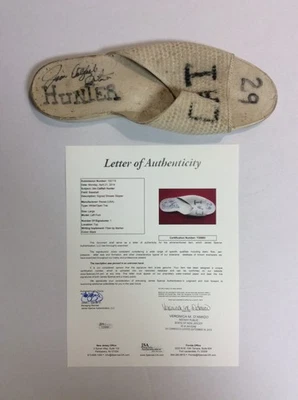 Jim "Catfish" Hunter Signed Memorabilia Shower Slipper Autograph JSA LETTER COA - Image 1 of 4