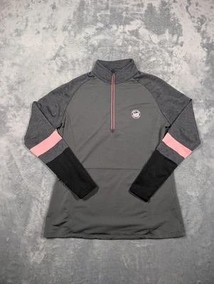 Camisa Pullover FootJoy Devils Ridge Club de Golf Mujer Gris Medio Rosa 1/4 Cremallera Foto 1 de 4