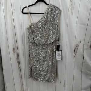 Adrianna Papell Damen 12 One Shoulder Pailletten Kleid Neu - Bild 1 von 6