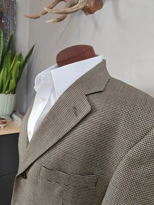 🇺🇲 Jos A Bank Men's 40R Wool Three Button Sports Coat Blazer Beige Black - Image 1 of 4