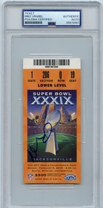 Mike Vrabel Signed Autograph 2005 Super Bowl XXXIX Ticket Patriots PSA/ DNA - Picture 1 of 3