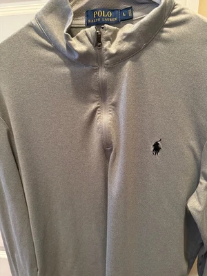 Pullover Polo Ralph Lauren Performance 1/4 Cremallera Para Hombre Grande Gris Ligero Suave Foto 1 de 4