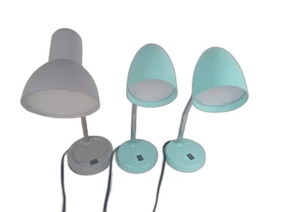 LED desk lamps lot of three (3) | two turquoise one gray energy efficient modern - Image 1 of 4
