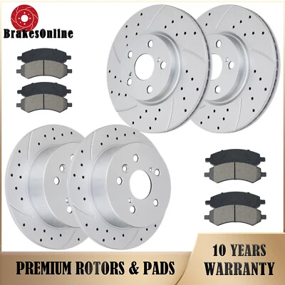 Front Rear Brake Rotors Pads Fit for Toyota Camry 2012 2013 2014-2017 Slotted - Image 1 of 4