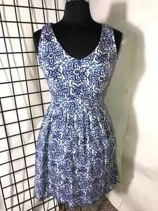 Womens Sz 4 Milly For Design Nation Blue Floral Sleeveless Dress Spring Summer - Picture 1 of 7