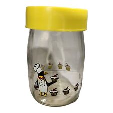 Vintage Carlton Glass Penguin Cupcake Jar Canister with Lid Made In The USA