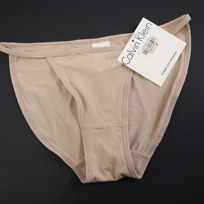 NUEVO Calvin Klein VERDADERO DE COLECCIÓN Y2K Extremo tiro bajo sedoso tanga bikini panty MEDIANO Foto 1 de 4