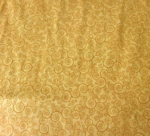 Harmony Cotton BTY Quilting Treasures Golden Tan Scroll Blender - Picture 1 of 3