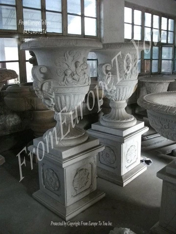 VICTORIAN STYLE HAND CARVED MARBLE PALACE URNS - URN8 Cover