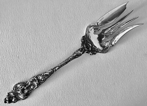Forchetta per carne fredda antica Les Six Fleurs Reed&Barton argento sterling grande da servire - Foto 1 di 11