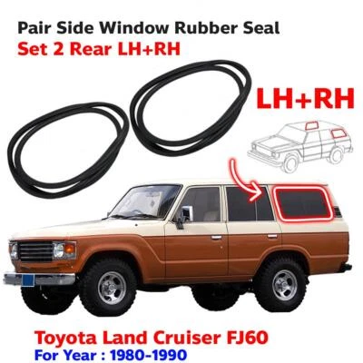 Side Window Rubber Seal Fits Toyota Land Cruiser FJ60 FJ62 HJ60 1980-90 Pair New Foto 1 de 4