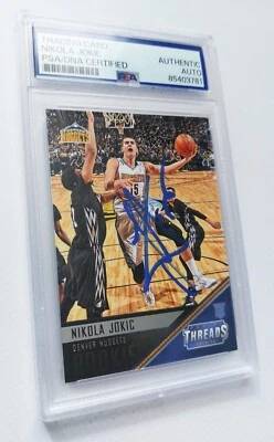NIKOLA JOKIC SIGNED 2015-16 Panini Threads Auto Autograph Rookie Card PSA Rc - Image 1 of 3