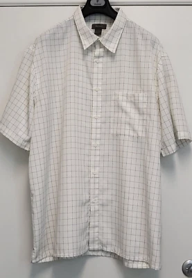 Bruno Mens Shirt Button Up 3XLT  Short Sleeve Windowpane White - Image 1 of 4