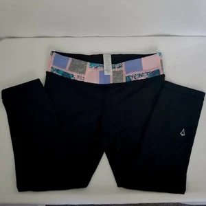 Ivivva girls 10 Rhythmic Crop Reversible tights Black quilt Lululemon - Picture 1 of 7