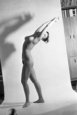 nude girl dreaming in home made studio, vintage fine art negative! 1970's