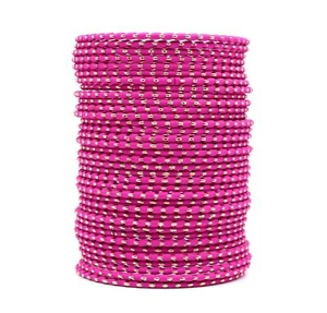Indian Bangles, Metal Plain (dotted) Size (2x8) MAGENTA- 2 Hand Bangle Set - Picture 1 of 1