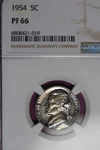 1954 NGC PF66 JEFFERSON NICKEL #B45289 - Picture 1 of 2