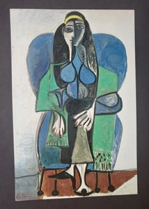 Pablo Picasso "Seated Women w Green Scarf"  Mounted Offset Color Lithograph 1971 - Picture 1 of 3