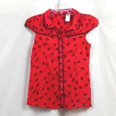 Guess Niños Niñas Blusa Roja Con Corazones Transparente Top Talla XLarge (16) Foto 1 de 3
