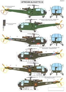 Berna Decals 1/48 AEROSPATIALE ALOUETTE III HELICOPTER IN AFRICAN SERVICE - Picture 1 of 3