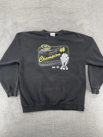 Jimmie Johnson Sweatshirt Adult Large Black Crewneck Pullover Nascar Men Cover