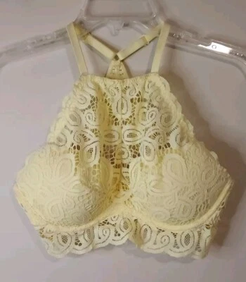 Sujetador push-up Victoria’s Secret ROSA amarillo encaje halter con aros nuevo con etiquetas para mujer mediano Foto 1 de 4