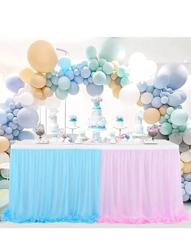 6-футовая скатерть балетная с раскрытием пола розовые и синие тюлевые настольные юбки для пола X2 - Изображение 1 из 4