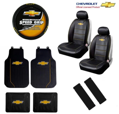 New 11pcs Chevy Elite Logo Car Truck Seat Covers Floor Mats Steering Wheel Cover Foto 1 de 4