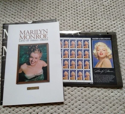 Marilyn Monroe Life Photo Book & 1995 Legends of Hollywood Stamp Sheet Set - Image 1 of 4