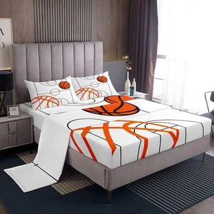 Basketball Sheet Set Queen Size Kids Basketball Court Sheets with Deep Pocket... - Bild 1 von 6