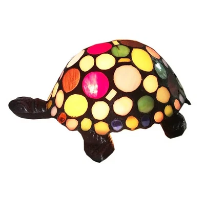 Lámpara de mesa pequeña tortuga colorida estilo mediterráneo lámpara de dormitorio Tiffany Col... Foto 1 de 4