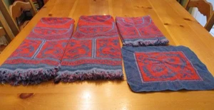Vintage 60er rot & blau STEVENS UTICA MCM Handtuch Set Handwäsche 2 Bad EVC siehe Bilder - Bild 1 von 21