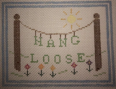 Vintage Panjo 70s Slang Hang Loose Handpainted Needlepoint Canvas Flowers Sun - Image 1 of 4