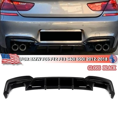 Rear Bumper Diffuser For BMW F06 F12 F13 640i 650i M Sport 2012-2018 Gloss Black Foto 1 de 4