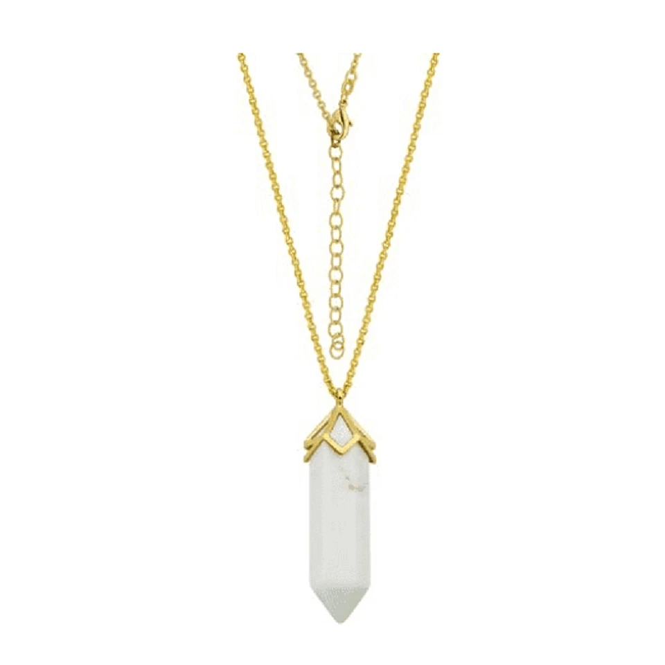 Collar colgante de ágata blanca genuina MACY'S con herrajes de oro, cadena de 34" ¡NUEVO CON ETIQUETAS $80! Foto 1 de 1