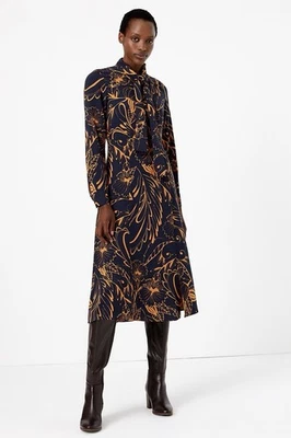 Ladies M&S Collection navy mix long sleeve tie design size uk12 - Image 1 of 4