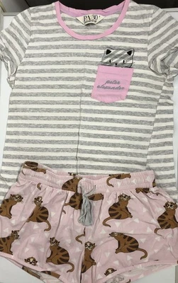 Peter Alexander - Ladies Size Small Cat Print Sleep Set - G/VGC - Lightweight - image 1 of 4