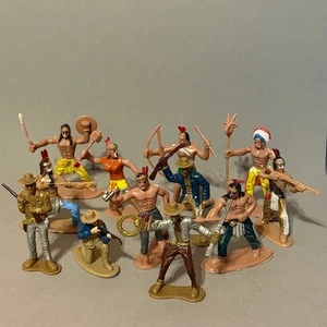 Plastic Cowboy Western Indian Native Toy Figure Marx mpc Hong Kong LOT apache AZ - Picture 1 of 6